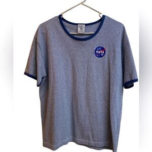 Vintage NASA Patch White and Navy Ringer Tee Large